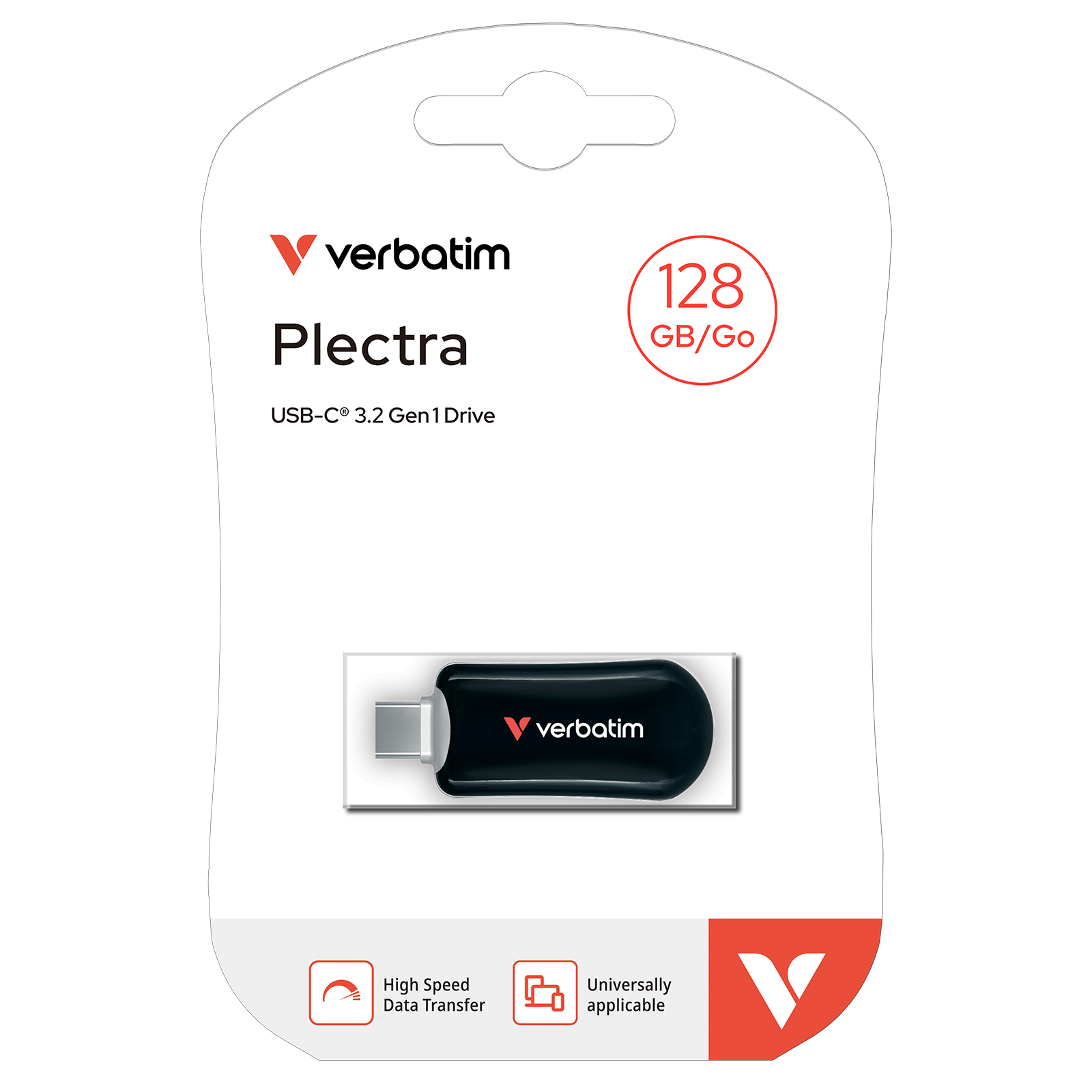Pendrive Verbatim Plectra 128GB USB-C juodos spalvos 30225 aprašymas - Prekės nuotrauka