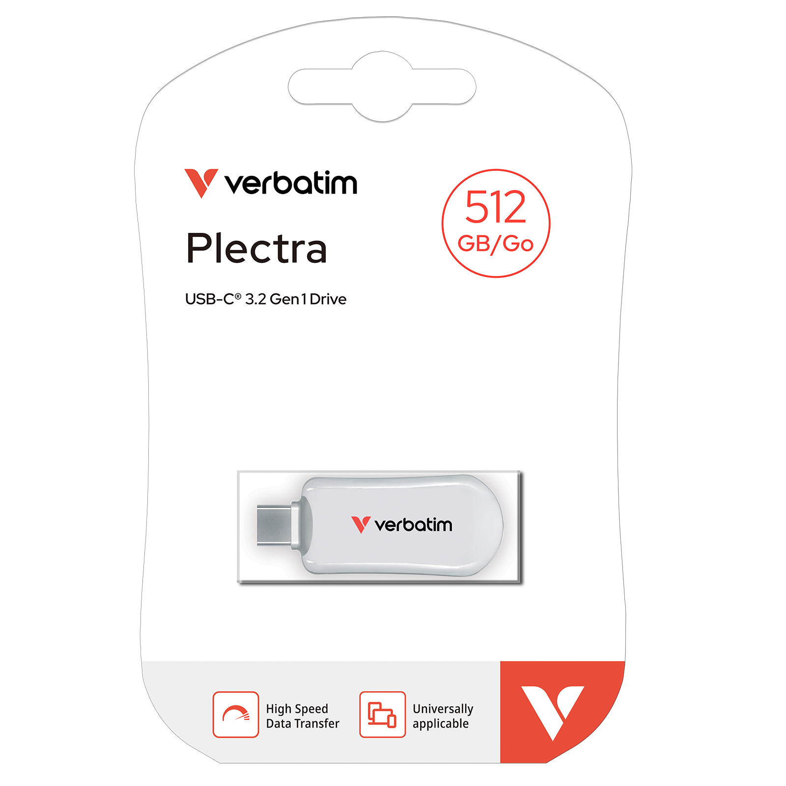 Pendrive Verbatim Plectra 512GB USB-C balta/baltas 30231 aprašymas - Prekės nuotrauka