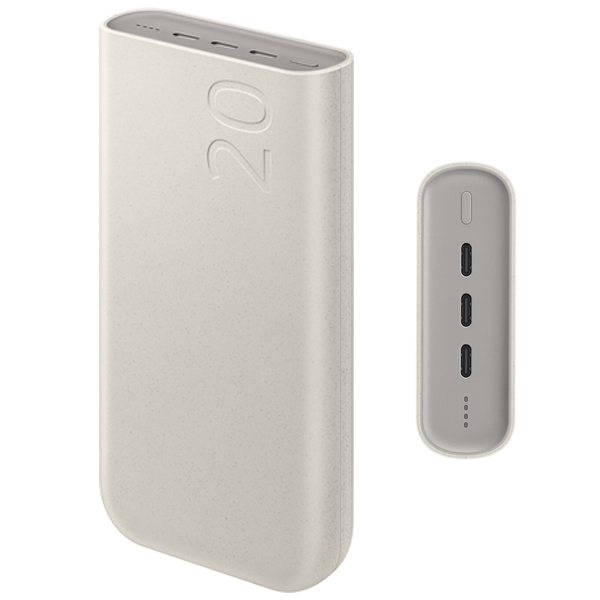 Nešiojamoji baterija Samsung EB-P4520XU 20000 mAh 45W 3xUSB-C smėlio/smėlinės spalvos aprašymas - Prekės nuotrauka Nešiojamoji baterija Samsung EB-P4520XU 20000 mAh 45W 3xUSB-C smėlio/smėlinės spalvos aprašymas - Prekės nuotrauka