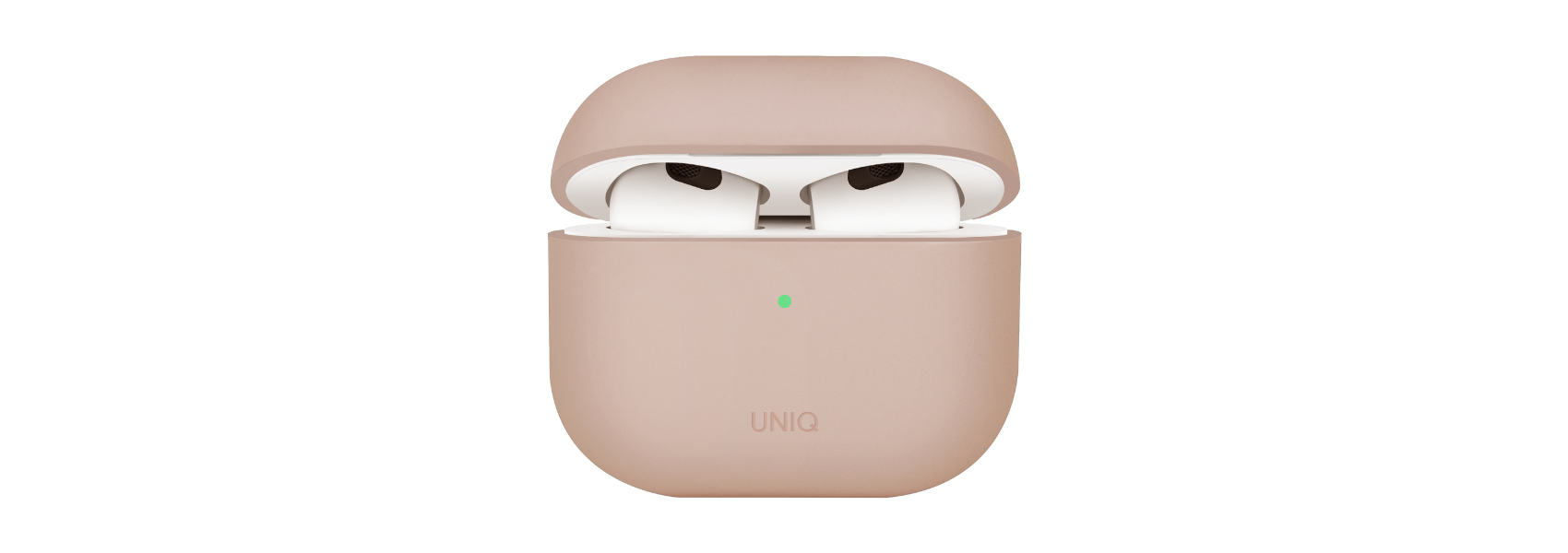 UNIQ dėklas Lino AirPods 4 Silicone rožinės spalvos blush aprašymas - Prekės nuotrauka