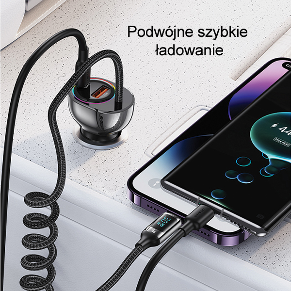 USAMS automobilinis įkroviklis C37 1xUSB+1xUSB-C 60W + kabelis Ligtning 30W PD+QC Fast Charge juodos spalvos CC193CC01 (US-CC193) aprašymas - Prekės nuotrauka USAMS automobilinis įkroviklis C37 1xUSB+1xUSB-C 60W + kabelis Ligtning 30W PD+QC Fast Charge juodos spalvos CC193CC01 (US-CC193) aprašymas - Prekės nuotrauka