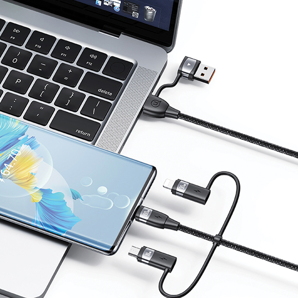USAMS Kabelis U85 2xUSB-C/USB/Micro-USB/ Lightning 6in1 1,2m 100W PD Fast Charge violetinės spalvos SJ645USB02 (US-SJ645) aprašymas - Prekės nuotrauka USAMS Kabelis U85 2xUSB-C/USB/Micro-USB/ Lightning 6in1 1,2m 100W PD Fast Charge violetinės spalvos SJ645USB02 (US-SJ645) aprašymas - Prekės nuotrauka