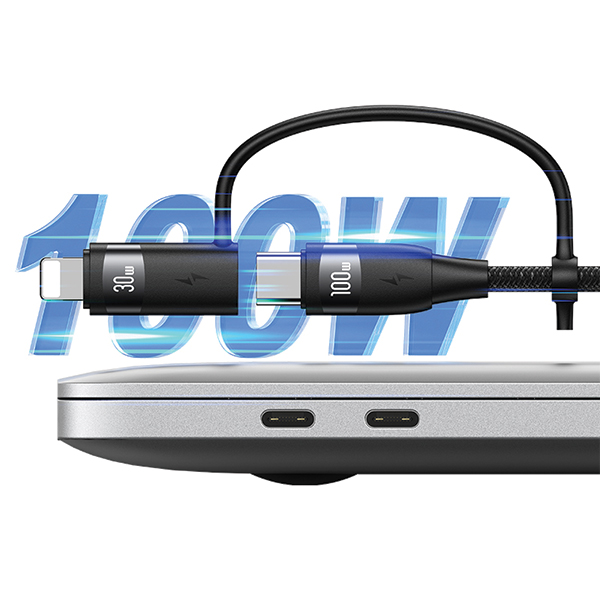 USAMS Kabelis U85 2xUSB-C/USB/Micro-USB/ Lightning 6in1 1,2m 100W PD Fast Charge violetinės spalvos SJ645USB02 (US-SJ645) aprašymas - Prekės nuotrauka USAMS Kabelis U85 2xUSB-C/USB/Micro-USB/ Lightning 6in1 1,2m 100W PD Fast Charge violetinės spalvos SJ645USB02 (US-SJ645) aprašymas - Prekės nuotrauka