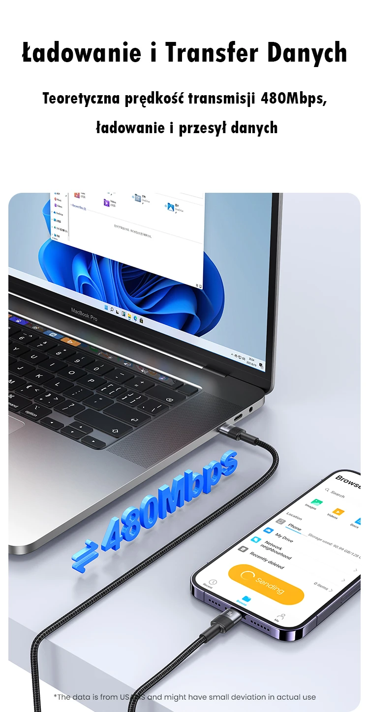 USAMS Kabelis USB-C į Lightning 30W 1.2m aliuminio lydinio duomenų kabelis SY serijos SJ729USB01 (US-SJ729) aprašymas - Prekės nuotrauka