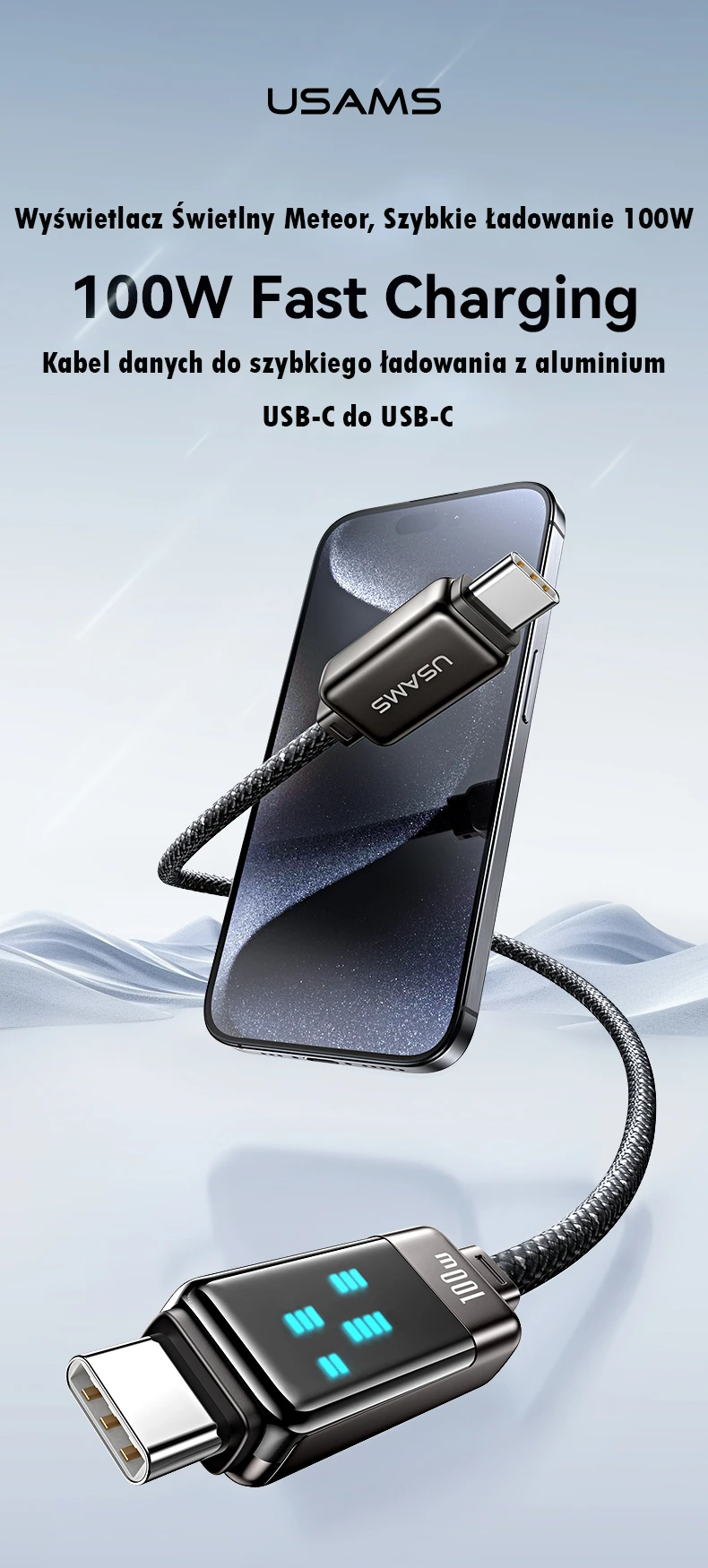 USAMS Kabelis USB-C į USB-C 100W 1.2m cinko lydinio greito įkrovimo duomenų kabelis Meteor Series SJ744USB02 (US-SJ744) aprašymas - Prekės nuotrauka USAMS Kabelis USB-C į USB-C 100W 1.2m cinko lydinio greito įkrovimo duomenų kabelis Meteor Series SJ744USB02 (US-SJ744) aprašymas - Prekės nuotrauka