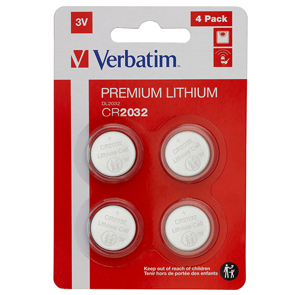 Verbatim ličio baterijos CR2032 3V 4 vnt. 49533 aprašymas - Prekės nuotrauka Verbatim ličio baterijos CR2032 3V 4 vnt. 49533 aprašymas - Prekės nuotrauka