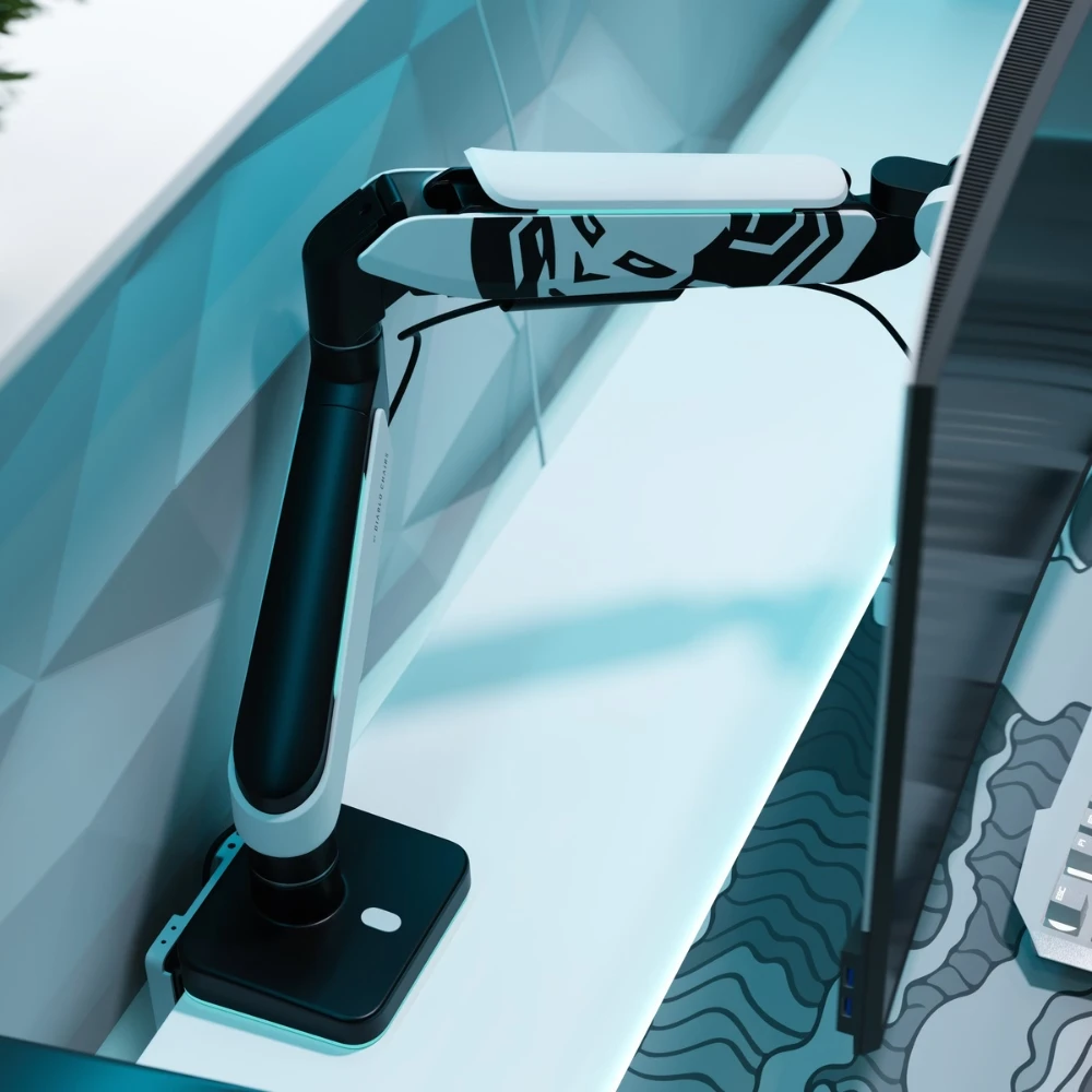 Diablo Chairs Diablo monitoriaus laikiklis 49-Inch | Baltas RGB X-Arm Dual