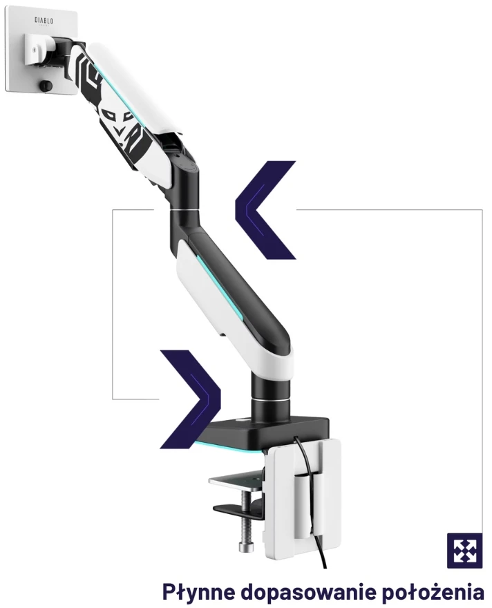 Diablo Chairs Diablo monitoriaus laikiklis 49-Inch | Baltas RGB X-Arm Dual