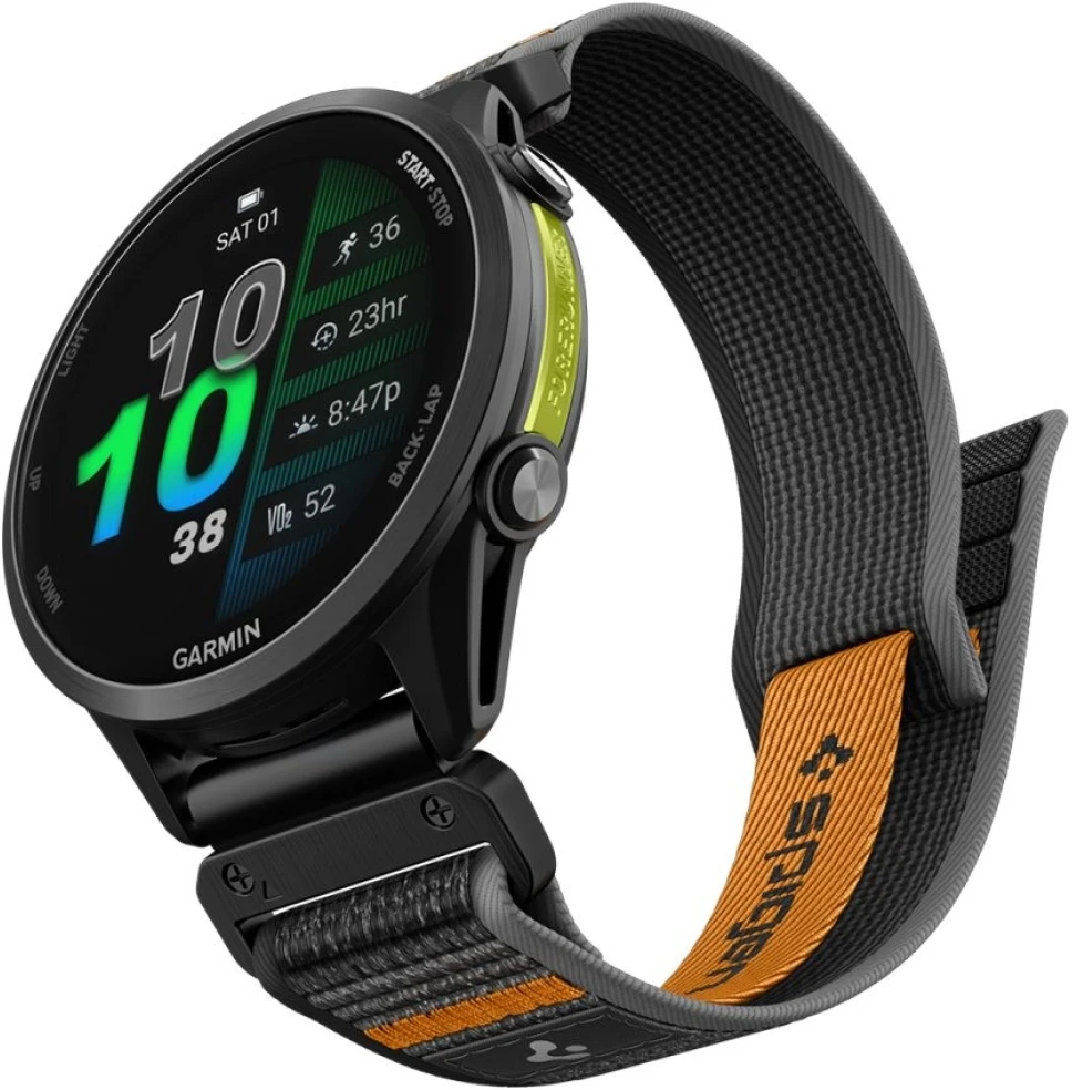 Spigen AthLex Air Garmin QuickFit 22 mm aktyvus juodos spalvos/oranžinės spalvos