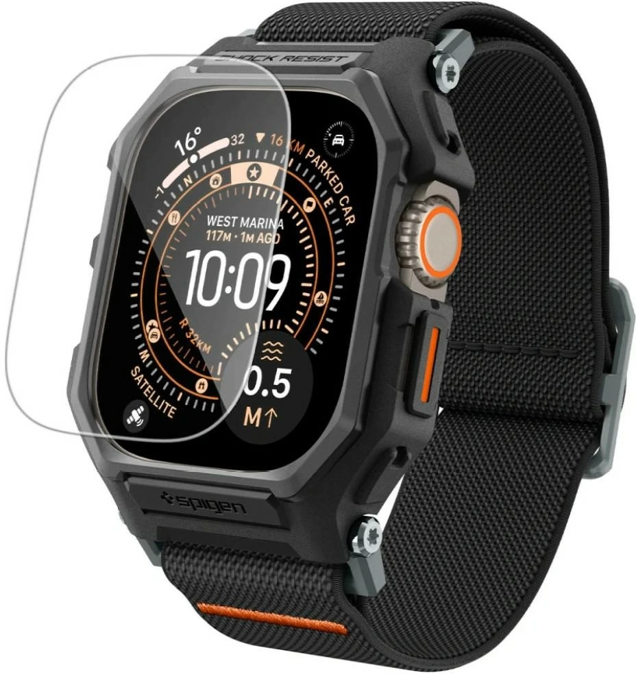 SPIGEN LITE FIT PRO IR GRŪDINTAS STIKLAS APPLE WATCH ULTRA 1 / 2 / 3 (49 MM) MATINĖ JUODA