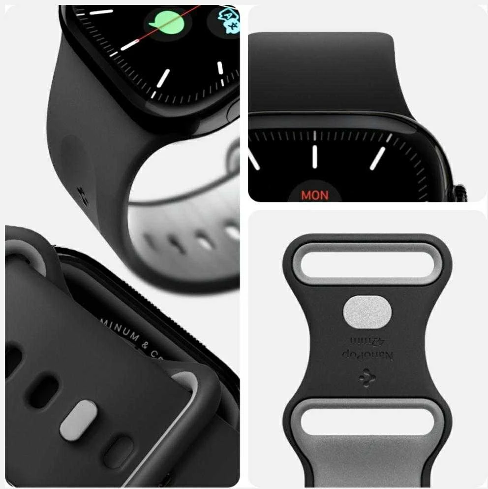 Juoda apyrankė Apple Watch 6 / 7 / 8 / 9 / 10 / SE ( 40/ 41/ 42 mm) laikrodžiui „Spigen Nano Pop”