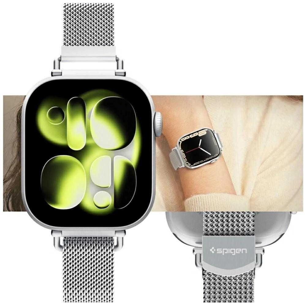 Spigen WBM4 apyrankė Apple Watch 8 / 9 / 10 / 11 / SE (40 / 41 / 42 MM) sidabro spalvos