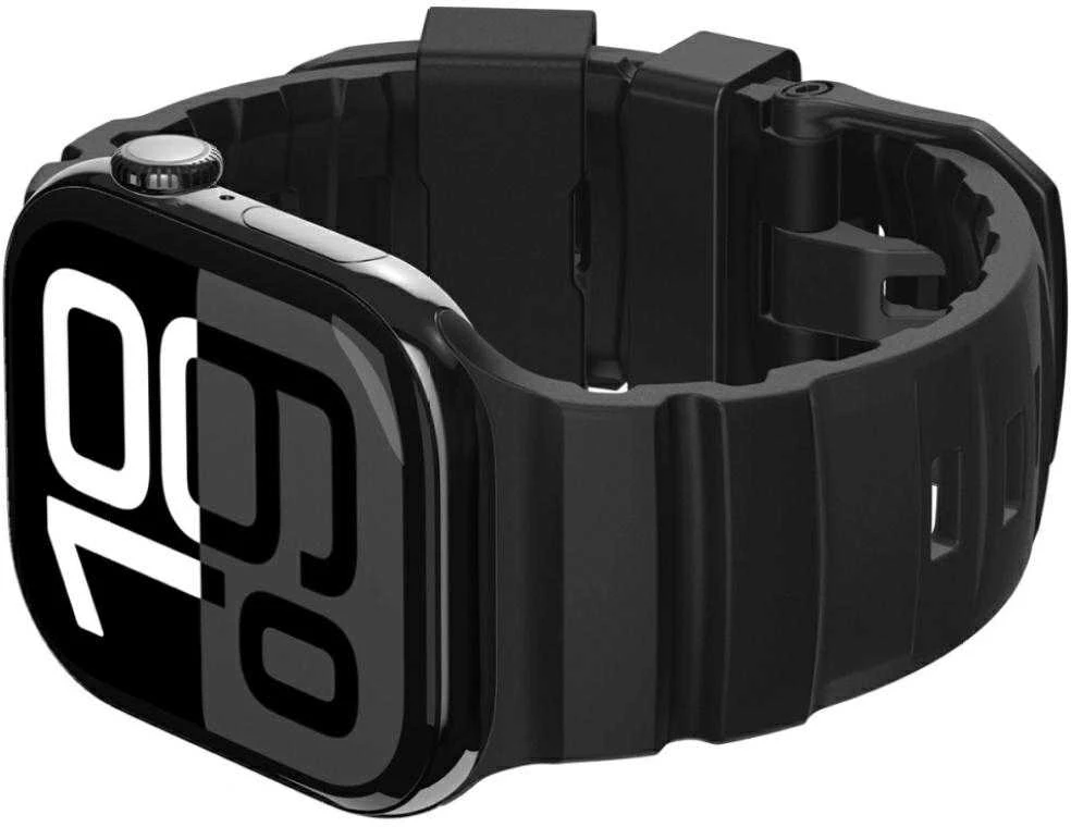 „Spigen“ silikoninė apyrankė, juoda - Apple Watch 49mm/46mm/45mm/44mm