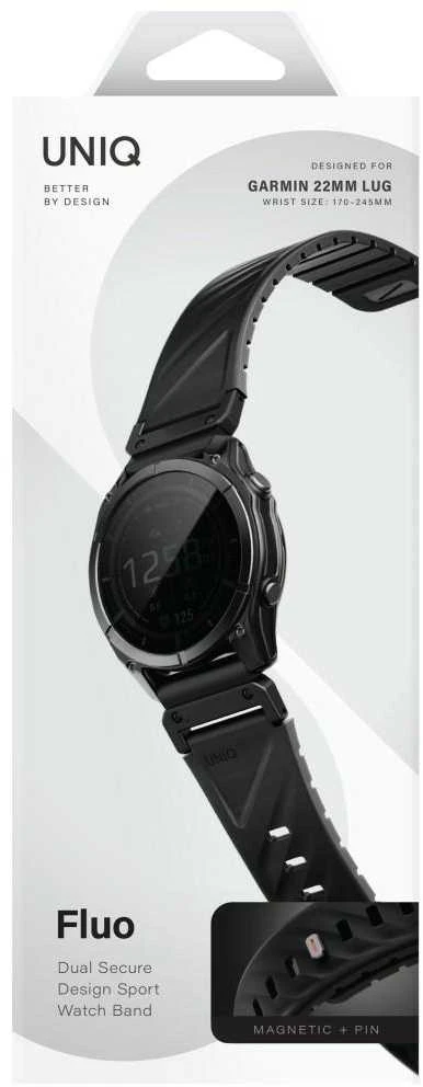 UNIQ Fluo x Smart-Fit apyrankė for Garmin 22mm juodos spalvos