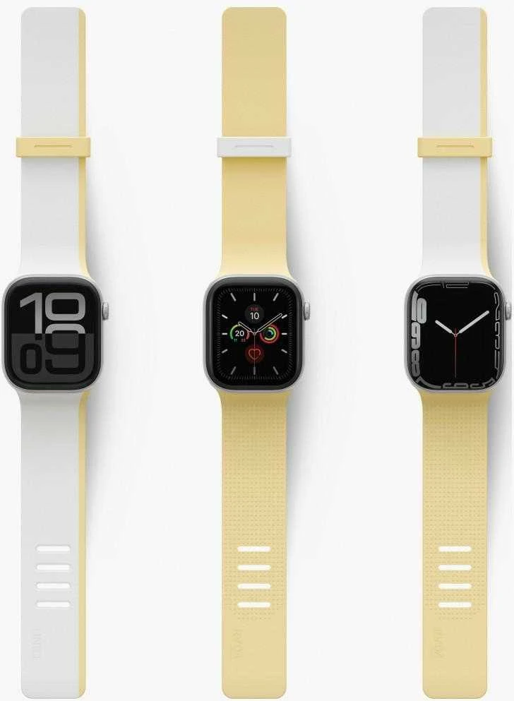 UNIQ laikrodžio apyrankė „Revix IV Premium Apple Watch 42/41/40mm Edition“ dvipusė magnetinė baltos spalvos-geltona