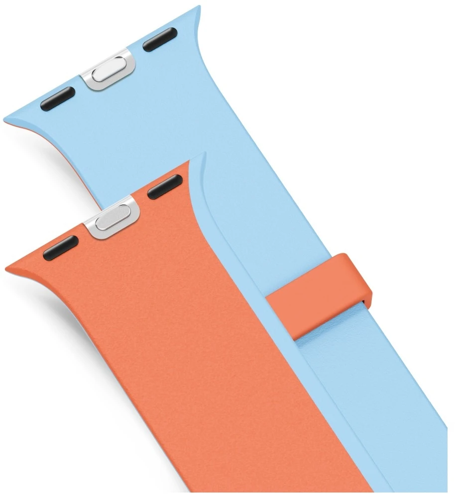 Dirželis UNIQ Revix IV Reversible Magnetic do Apple Watch Series 1/2/3/4/5/6/7/8/9/10/11/12SE/SE2/SE3 40/41/42mm oranžinė-mėlyna