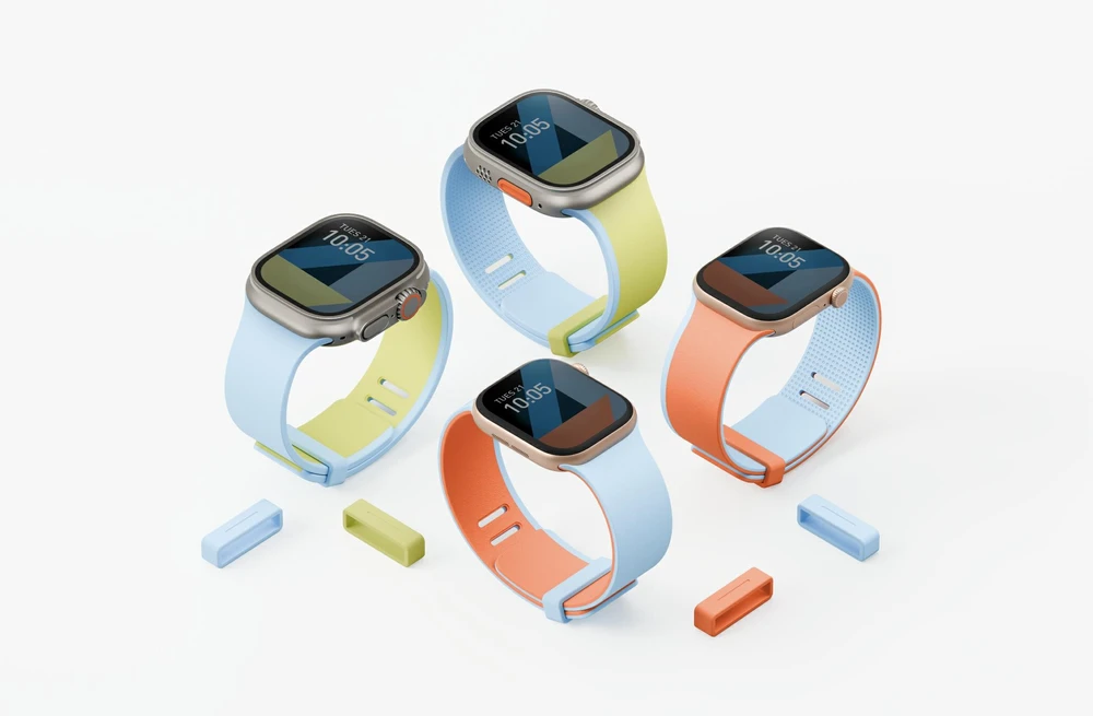 Dirželis UNIQ Revix IV Reversible Magnetic do Apple Watch Series 1/2/3/4/5/6/7/8/9/10/11/12SE/SE2/SE3 40/41/42mm oranžinė-mėlyna