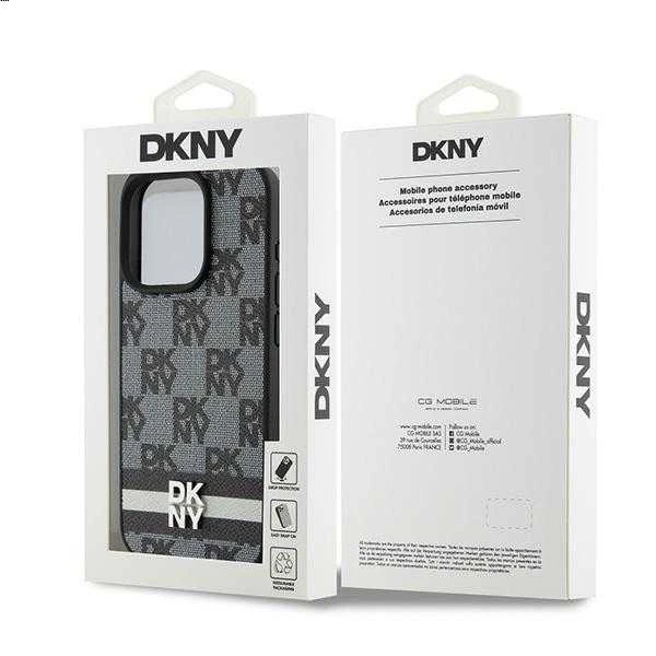 Apple iPhone 15 Pro Max DKNY dėklas odinis Mono Stripe & Metal Logo (DKHCP15XPRTHSLK) juodos spalvos