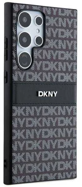 DKNY DKHCS24LPRTHSLK S24 Ultra S928 juodos spalvos kietas dėklas Leather Mono Stripe & Metal Logo
