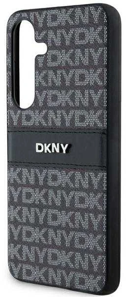 DKNY DKHCS24MPRTHSLK S24+ S926 juodos spalvos kietas dėklas Leather Mono Stripe & Metal Logo