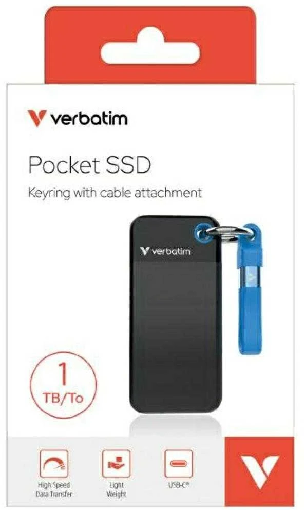 Kietasis diskas Verbatim diskas SSD 1TB - raktų pakabukas su laidu USB 3.2 gen.2 juodos ir mėlynos spalvos 32191