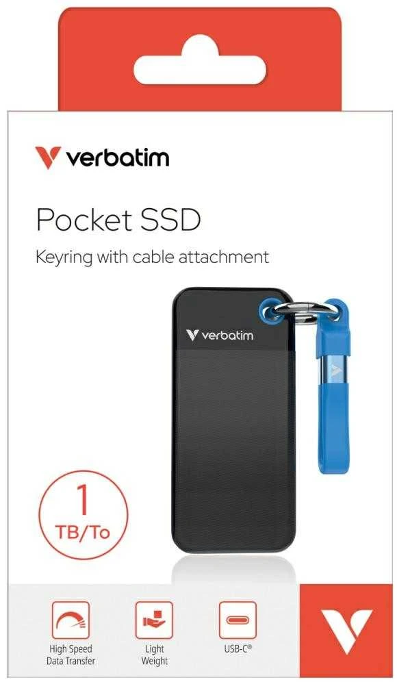 Kietasis diskas Verbatim diskas SSD 1TB - raktų pakabukas su laidu USB 3.2 gen.2 juodos ir mėlynos spalvos 32191