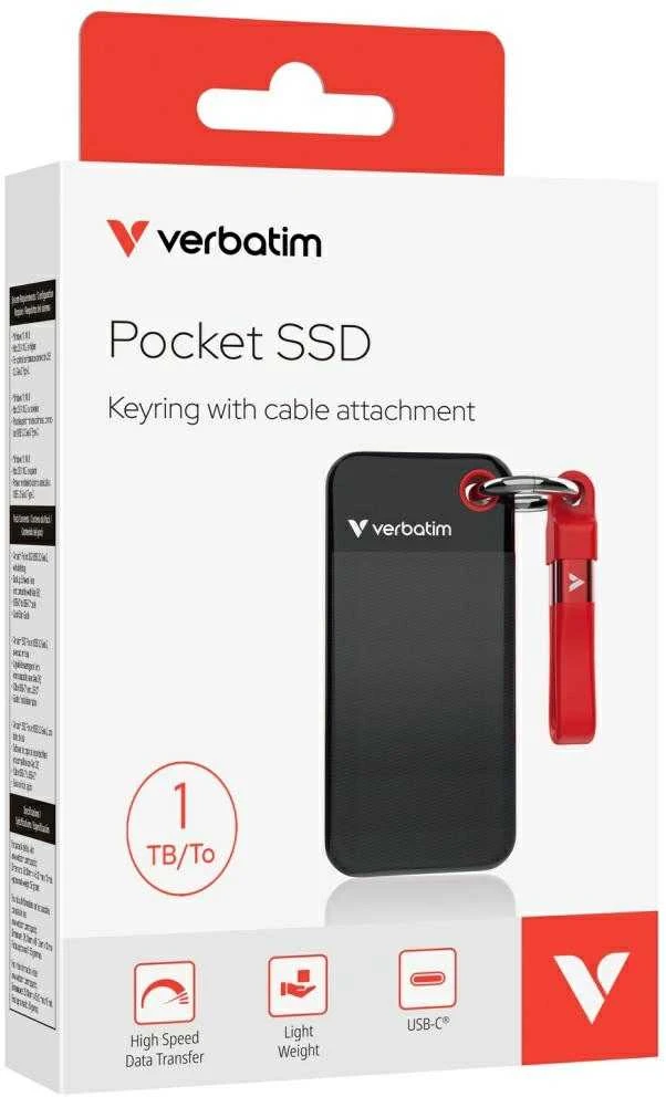Kietasis diskas Verbatim Dysk SSD 1TB - USB 3.2 gen.2 juodos ir raudonos spalvos 32192
