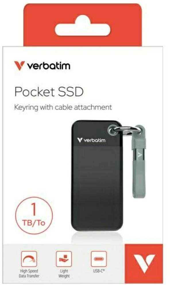 Kietasis diskas Verbatim diskas SSD 1TB - raktų pakabukas su laidu USB 3.2 gen.2 juodos ir pilkos spalvos 32190
