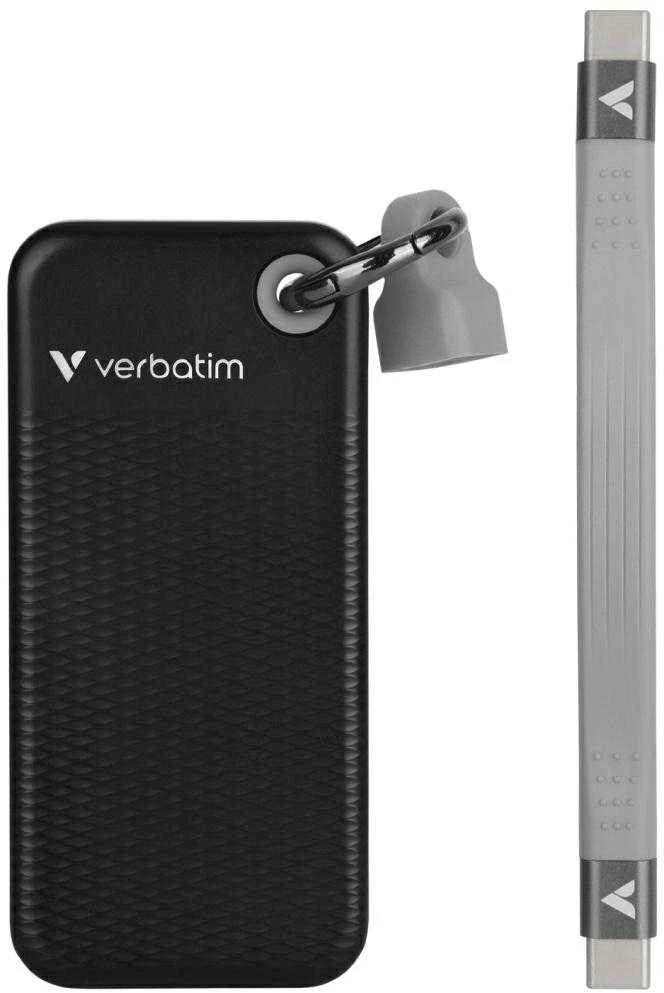 Kietasis diskas Verbatim diskas SSD 1TB - raktų pakabukas su laidu USB 3.2 gen.2 juodos ir pilkos spalvos 32190