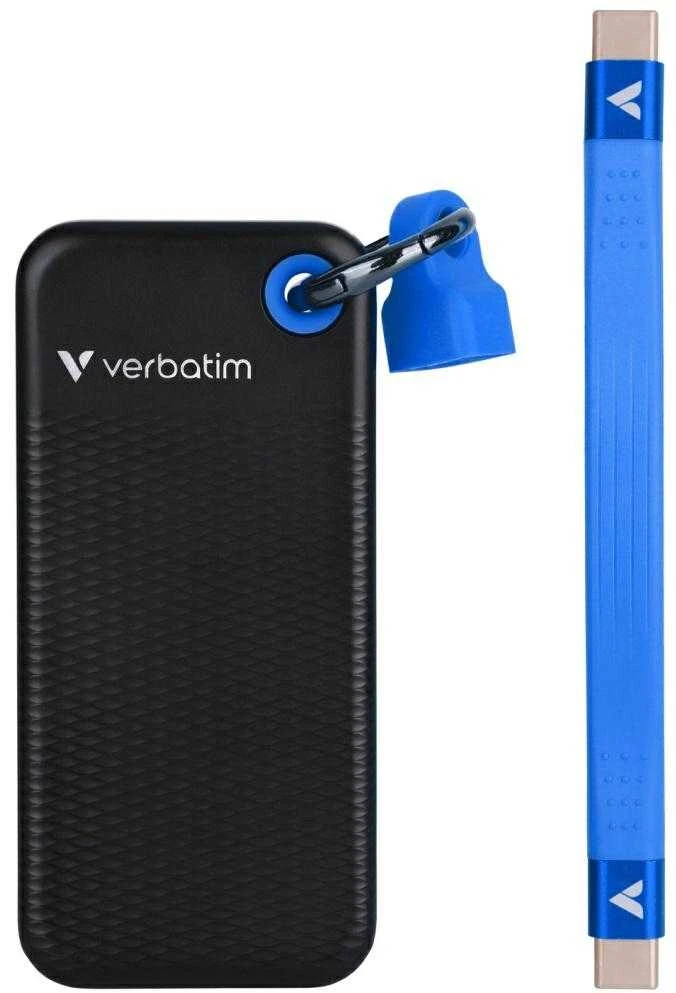 Kietasis diskas Verbatim diskas SSD 2TB - raktų pakabukas su laidu USB 3.2 gen.2 juodos ir mėlynos spalvos 32195