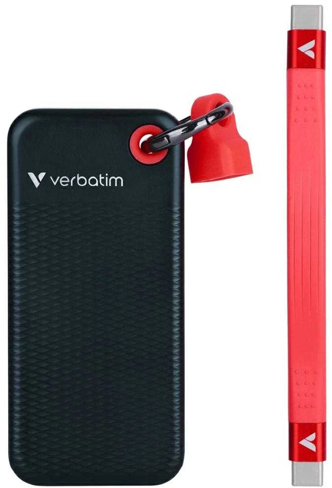 Kietasis diskas Verbatim diskas SSD 2TB - raktų pakabukas su laidu USB 3.2 gen.2 juodos ir raudonos spalvos 32196
