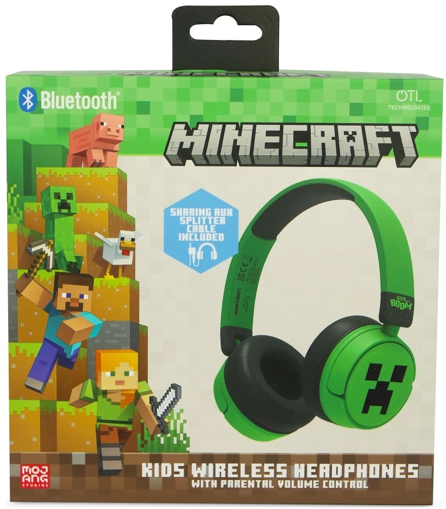 OTL – „Bluetooth“ ausinės su tėvų kontrole – „Minecraft“ žalios spalvos