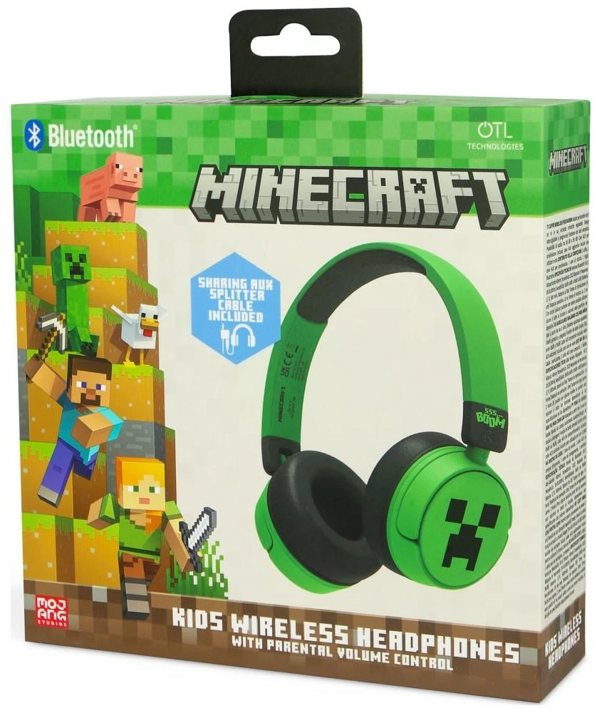 OTL – „Bluetooth“ ausinės su tėvų kontrole – „Minecraft“ žalios spalvos