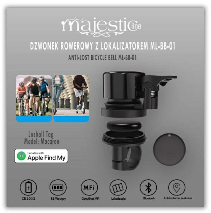 „MajesticLine“ dviračio skambutis su lokatoriumi, juodas