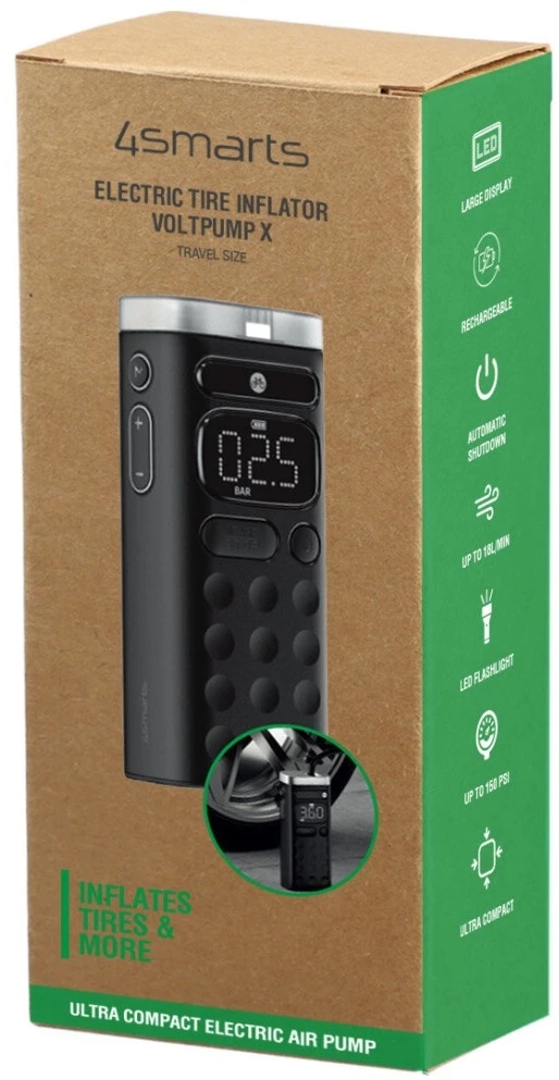 „4smarts Voltpump X“ kelioninio dydžio elektrinis padangų ir ratų siurblys