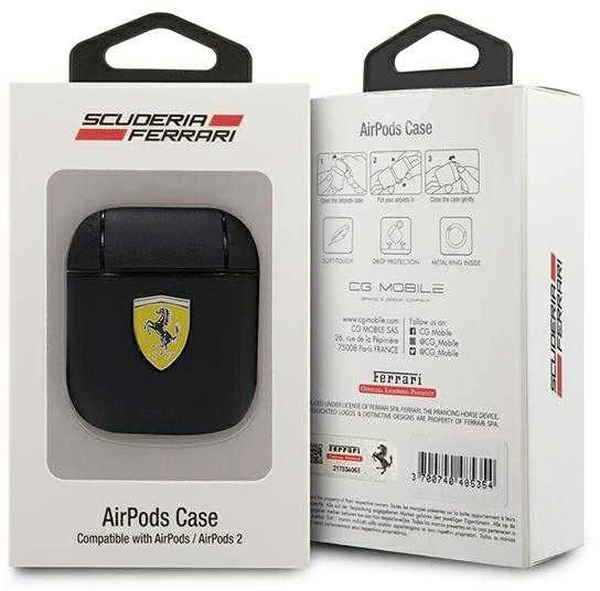Ferrari FESA2LEBK AirPods dėklas juodos spalvos On Track Leather