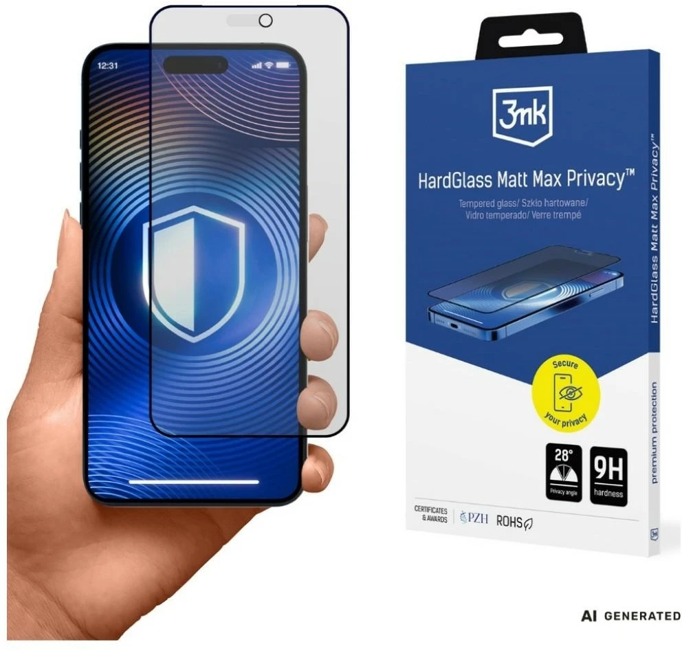 3mk HardGlass Matt Max Privacy grūdintas stiklas, skirtas iPhone 18 Pro Max