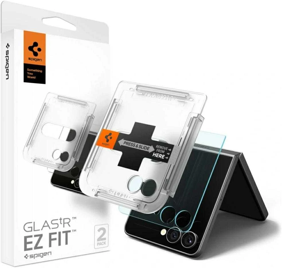 Apsauginis grūdintas stiklas Samsung Galaxy Z Flip 7 telefonui „Spigen Glas.TR EZ Fit HD 2 vnt.”