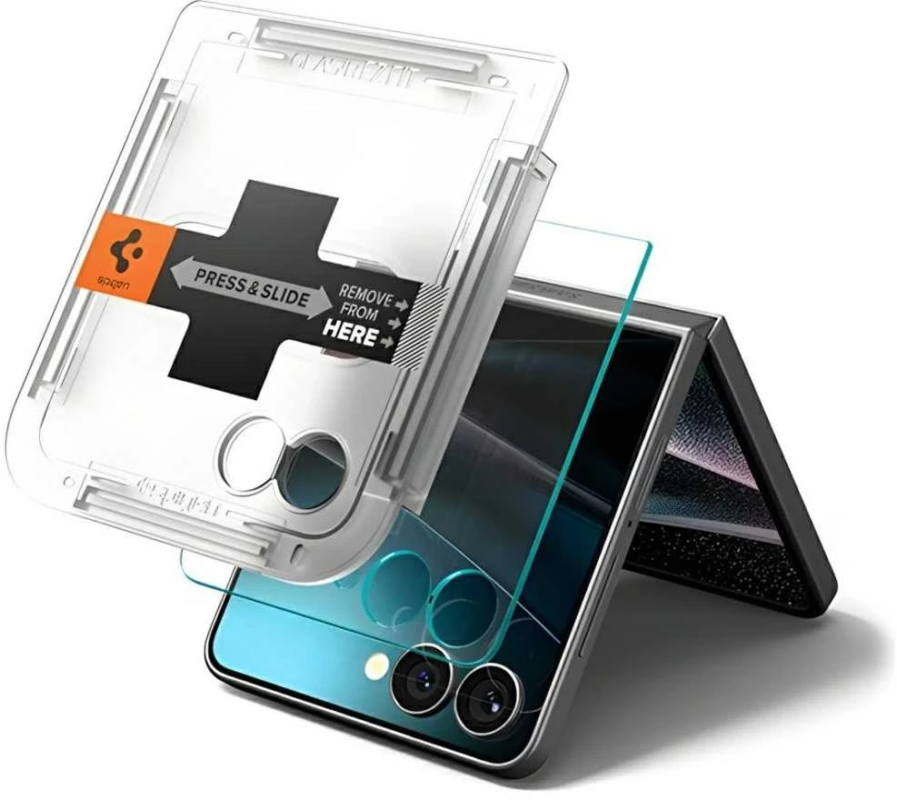 Apsauginis grūdintas stiklas Samsung Galaxy Z Flip 7 telefonui „Spigen Glas.TR EZ Fit HD 2 vnt.”