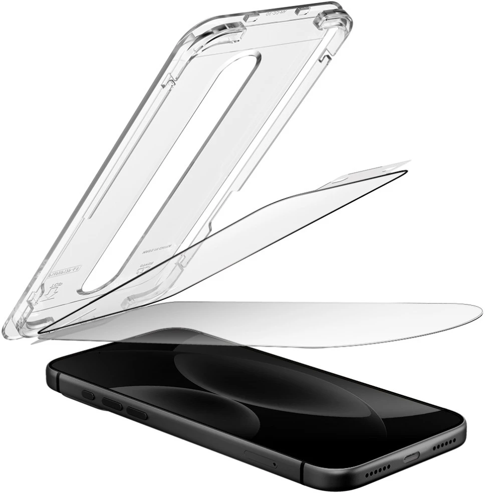 Grūdintas stiklas UNIQ Optix SwiftFit Vivid DX2, skirtas iPhone 18 Pro Max su aplikatoriumi