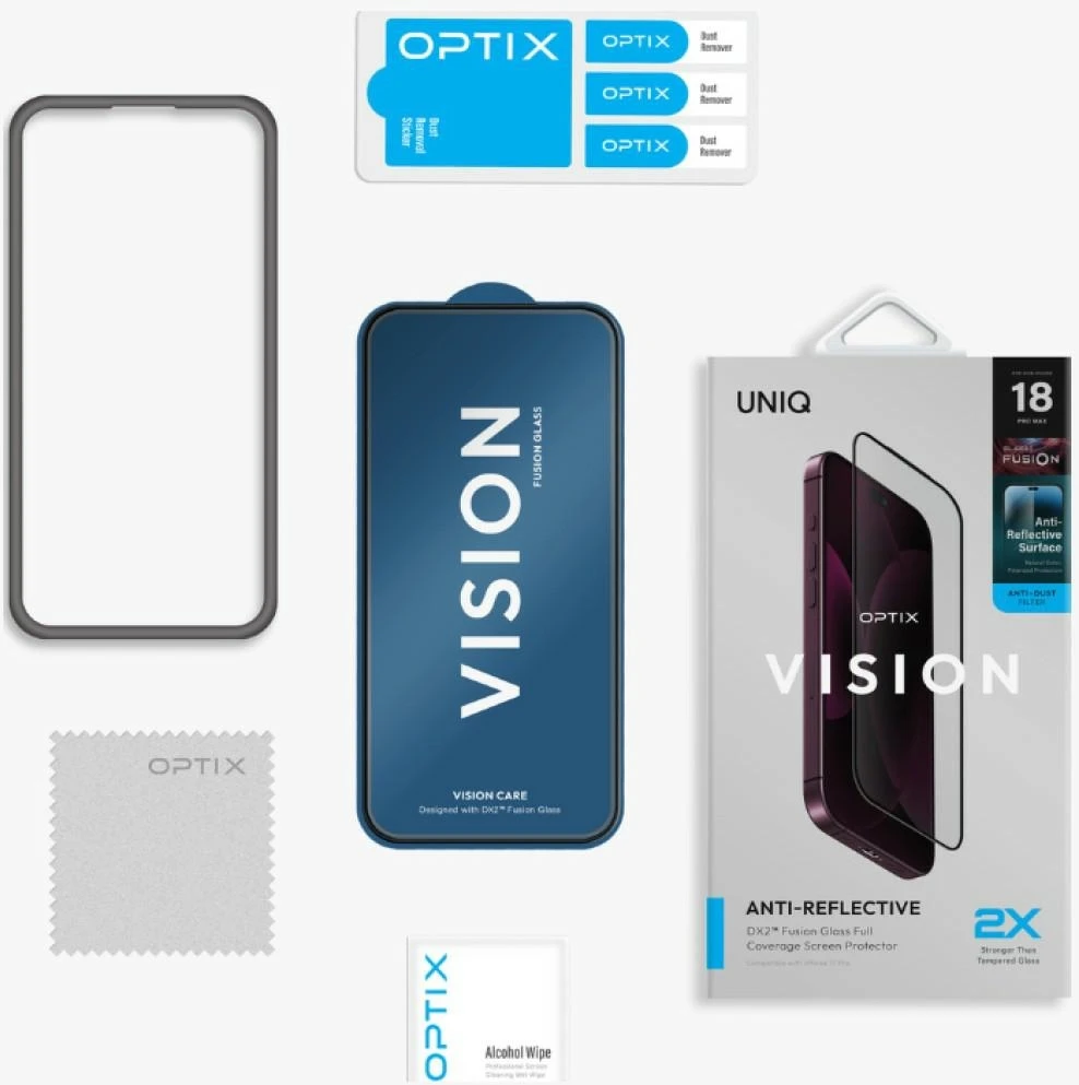 Grūdintas stiklas UNIQ Optix Vision AR Clear DX2 do iPhone 18 Pro Max