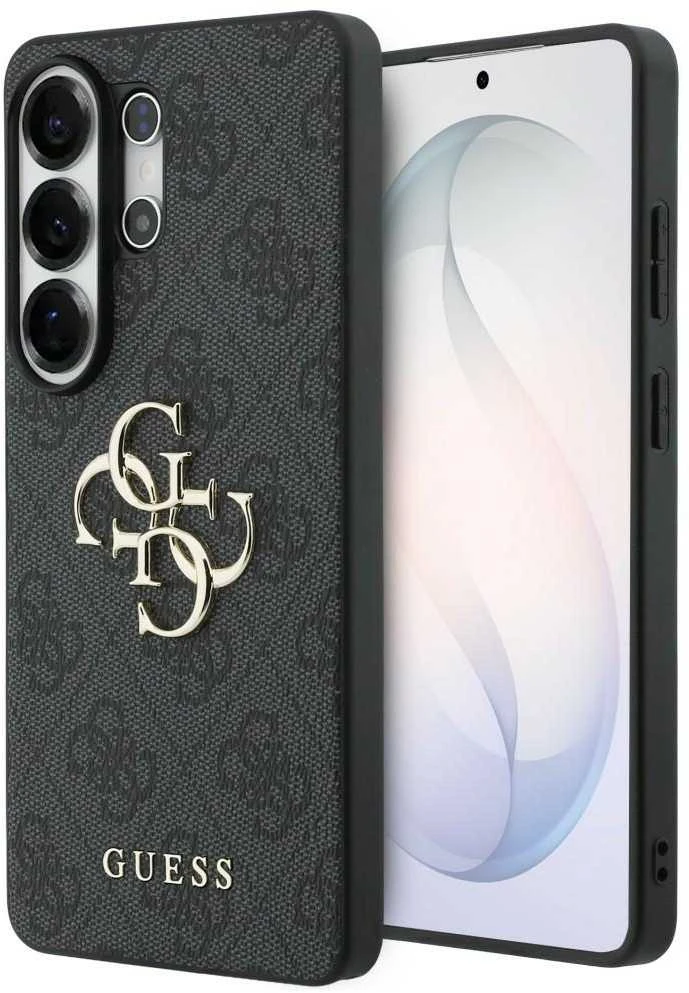 Guess PU 4G Metal Logo dėklas skirtas Samsung Galaxy S25 Ultra pilkos spalvos