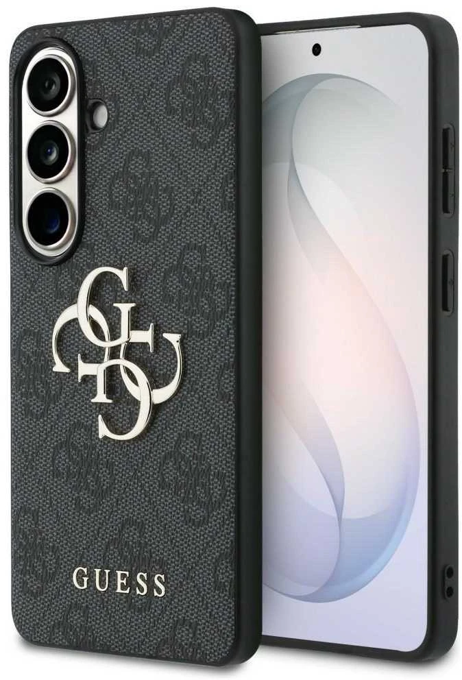 Guess PU 4G Metal Logo dėklas skirtas Samsung Galaxy S25+ pilkos spalvos