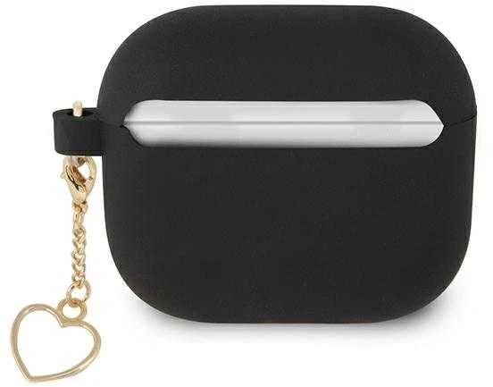 Guess dėklas Airpods 3 GUA3LSCHSK juodam silikoniniam širdies žavesiui