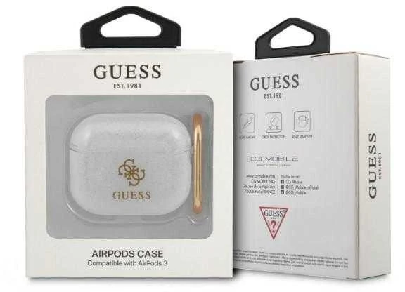 Guess GUA3UCG4GT AirPods 3 dėklas permatoma blizgi kolekcija