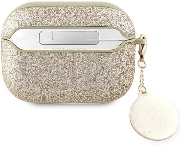Apple AirPods Pro ausinių dėklas 2 Guess Fixed Glitter Heart Diamond Charm (GUAP2PGEHCDD) aukso spalvos