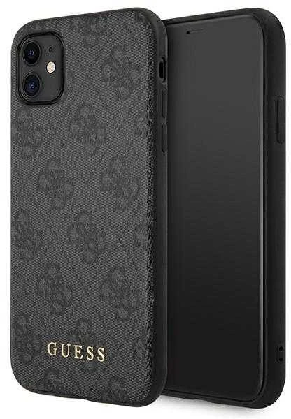 Guess GUHCN61G4GFGR Apple iPhone 11 6,1″ pilkas kietas dėklas 4G Metal Gold Logo