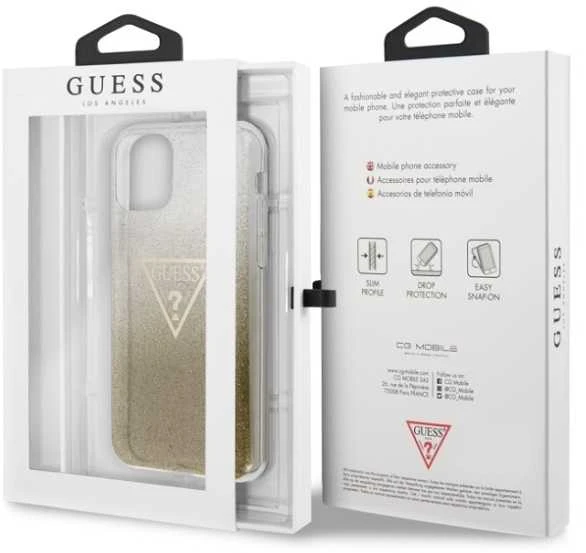Guess GUHCN65SGTLGO iPhone 11 Pro Max auksinis/auksinis kietas dėklas Glitter Triangle