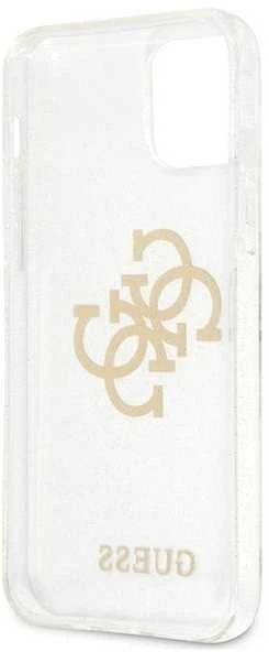Guess GUHCP12LPCUGL4GTR Apple iPhone 12 Pro Max 6,7″ skaidrus kietas dėklas Glitter 4G Big Logo