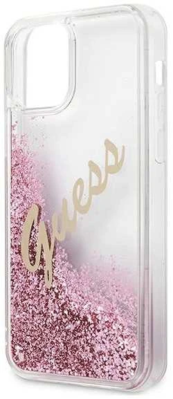 Dėklas GUESS GUHCP12SGLVSPI HARD CASE GLITTER VINTAGE SCRIPT IPHONE 12 MINI Rožinis